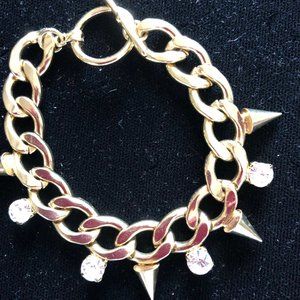 Gold and rhinestone link bracelet